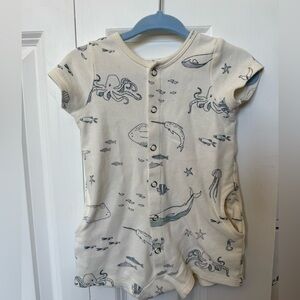 Pehr Cream Nautical Print Baby Romper